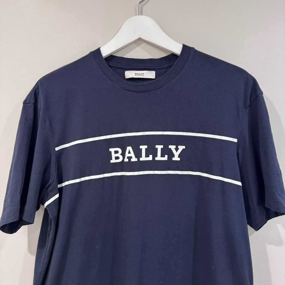 Bally Dark Blue Men's Tee with White Accents